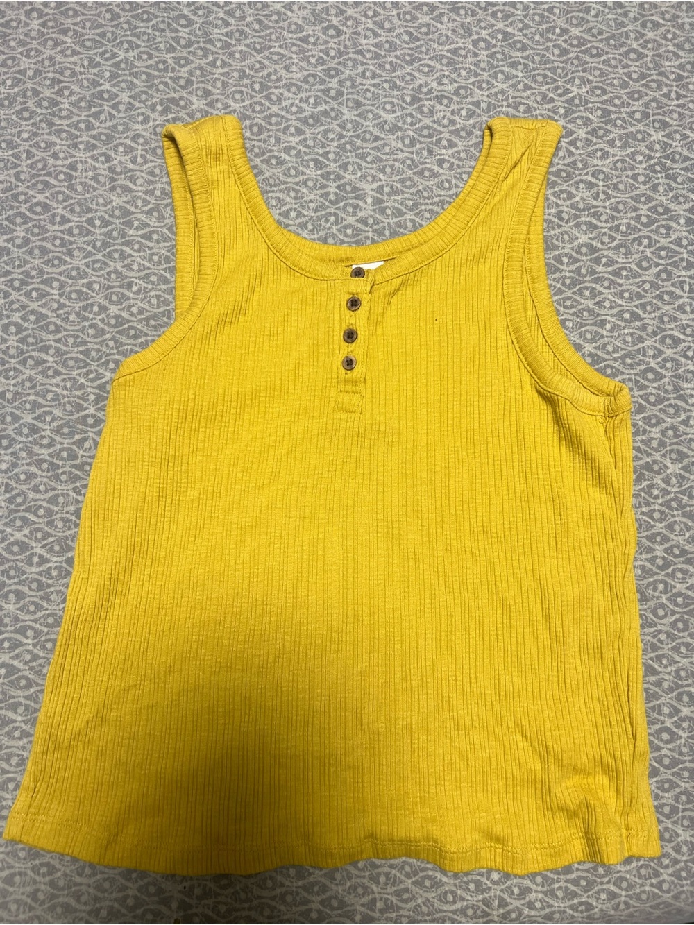 GAP Yellow Ribbed Tank Top with Button Detail
